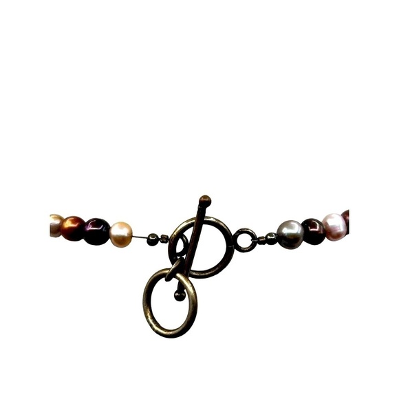 Multicolor Freshwater Pearl Necklace With Toggle Clasp.  A2 - Picture 4 of 8